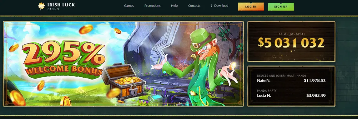 Domovská stránka Irish Luck Casino